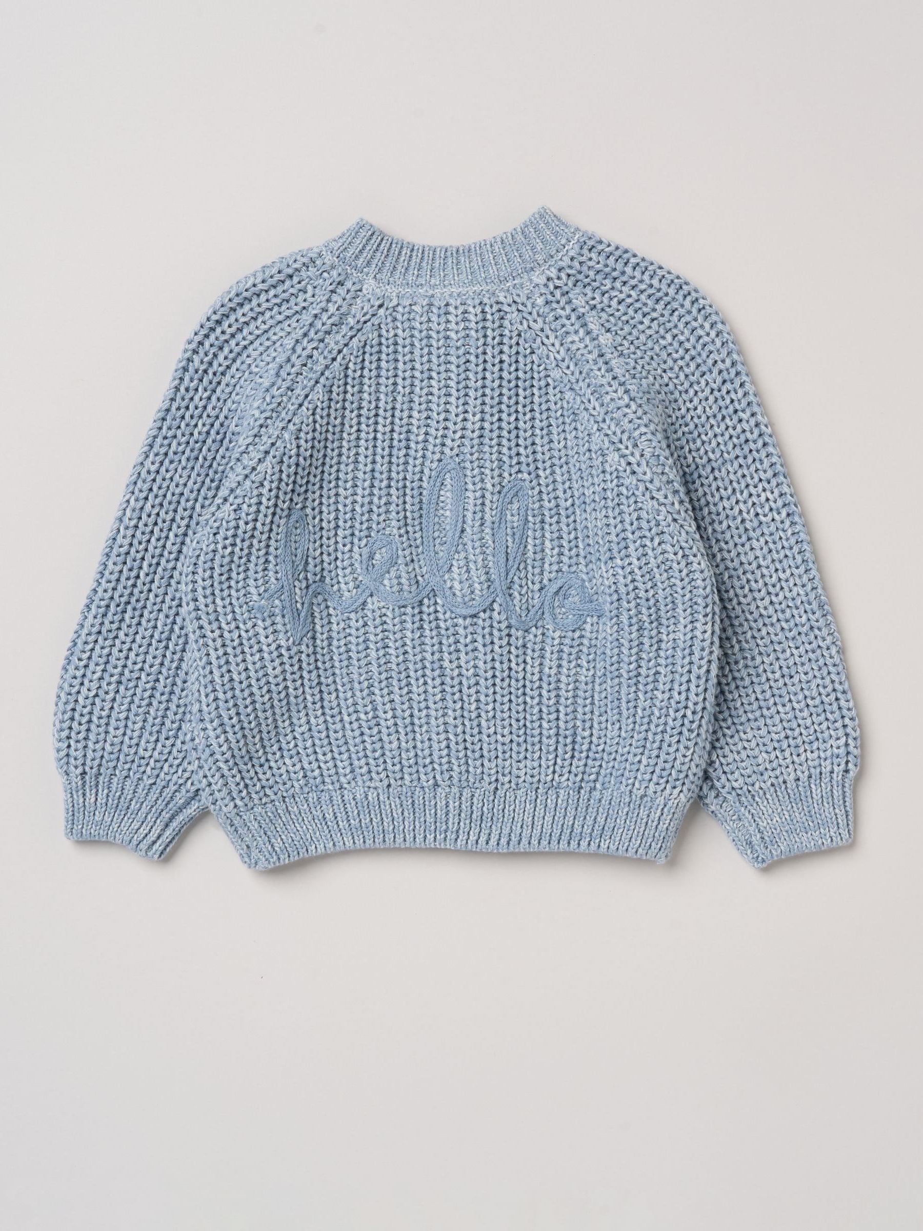 Dsiney Kidz - Rock-A-Bye Baby Boutique Light Blue Text Embroidered Knitted Cardigan image 1