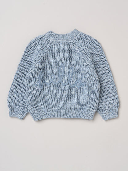 Dsiney Kidz - Rock-A-Bye Baby Boutique Light Blue Text Embroidered Knitted Cardigan image 1