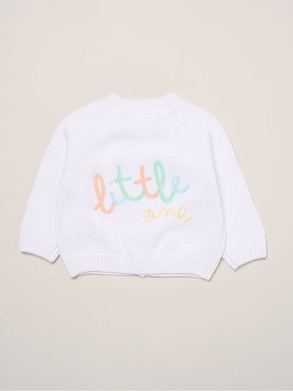 Rock-A-Bye Baby Boutique White Embroidered Knitted Cardigan - image 1