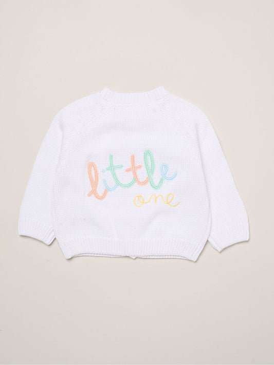 Rock-A-Bye Baby Boutique White Embroidered Knitted Cardigan - image 1