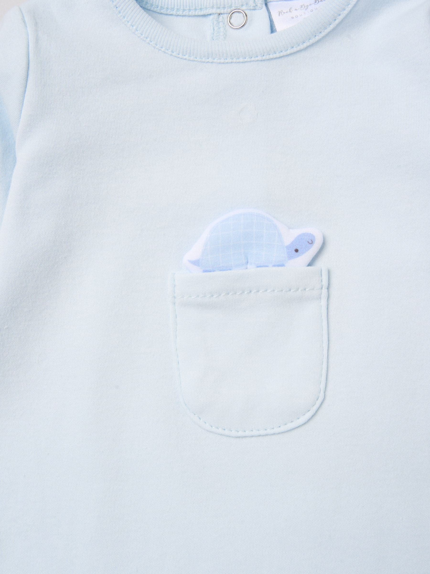 Rock-A-Bye Baby Boutique Blue Sleepsuit With Appliqué Bear With Cloud Pocket image 3
