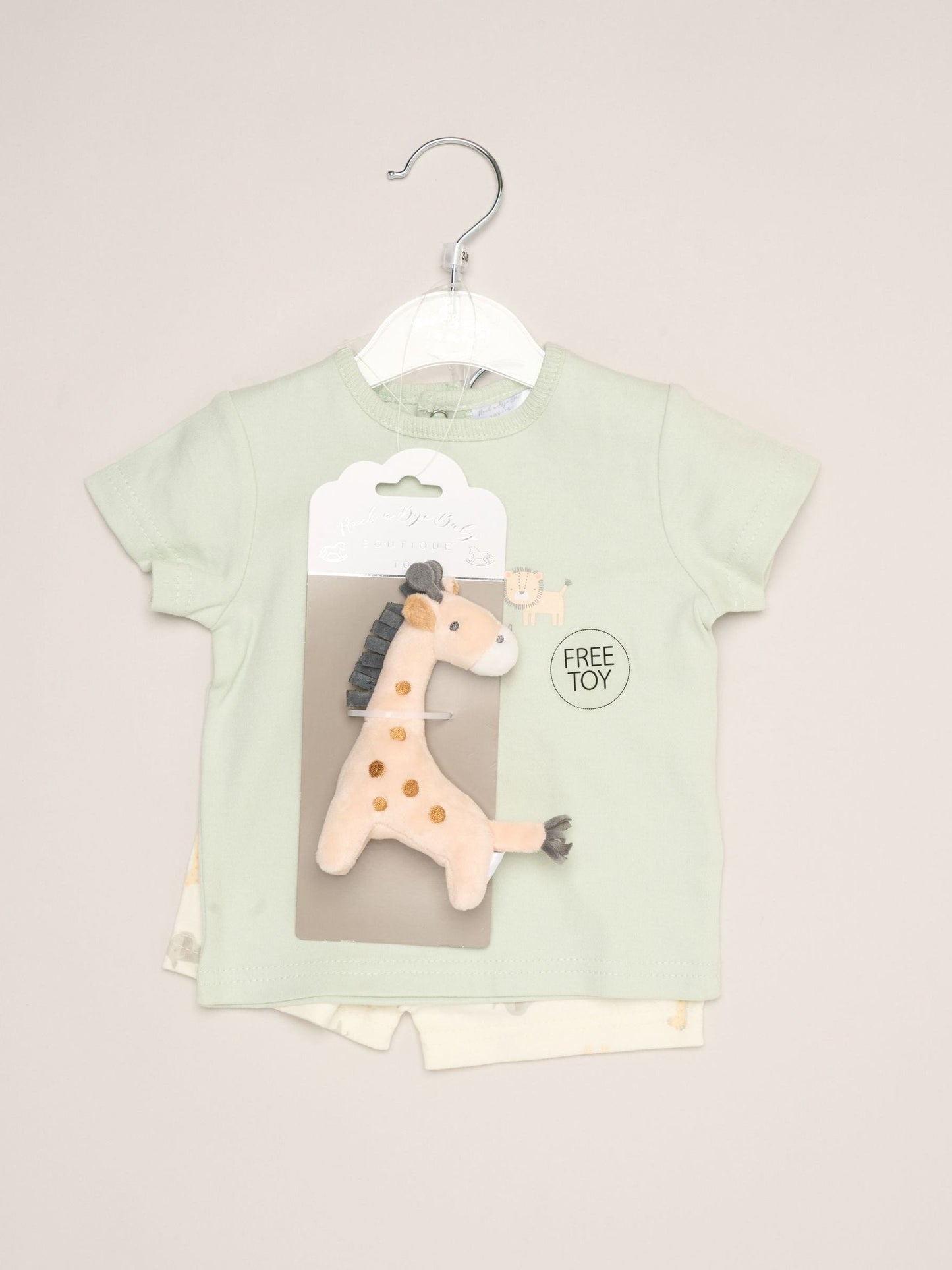 Rock-A-Bye Baby Boutique Green Dinosaur Print T-Shirt, Shorts And Plush Toy Set Outfit Set image 2