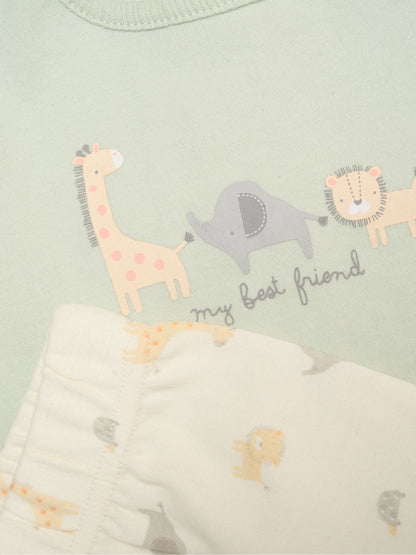 Rock-A-Bye Baby Boutique Green Dinosaur Print T-Shirt, Shorts And Plush Toy Set Outfit Set image 3