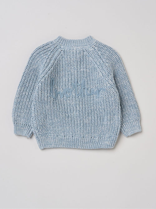 Dsiney Kidz - Rock-A-Bye Baby Boutique Blue Text Embroidered Knitted Cardigan image 1