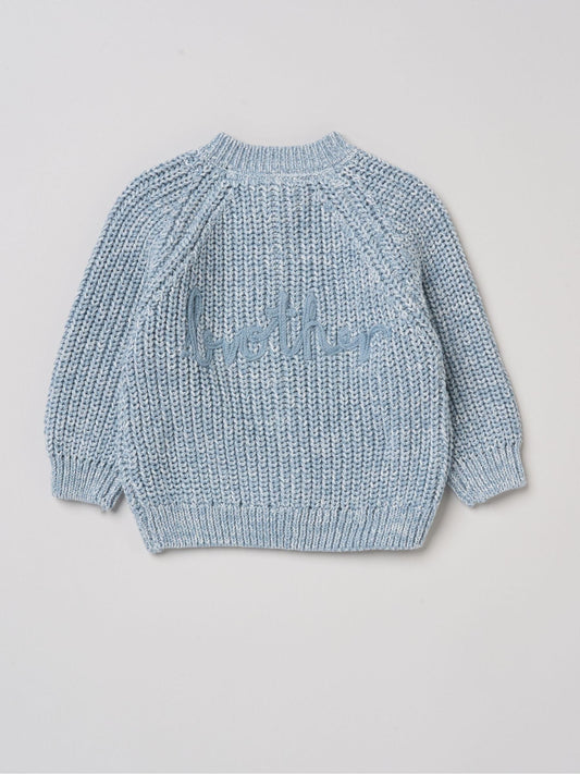 Dsiney Kidz - Rock-A-Bye Baby Boutique Blue Text Embroidered Knitted Cardigan image 1