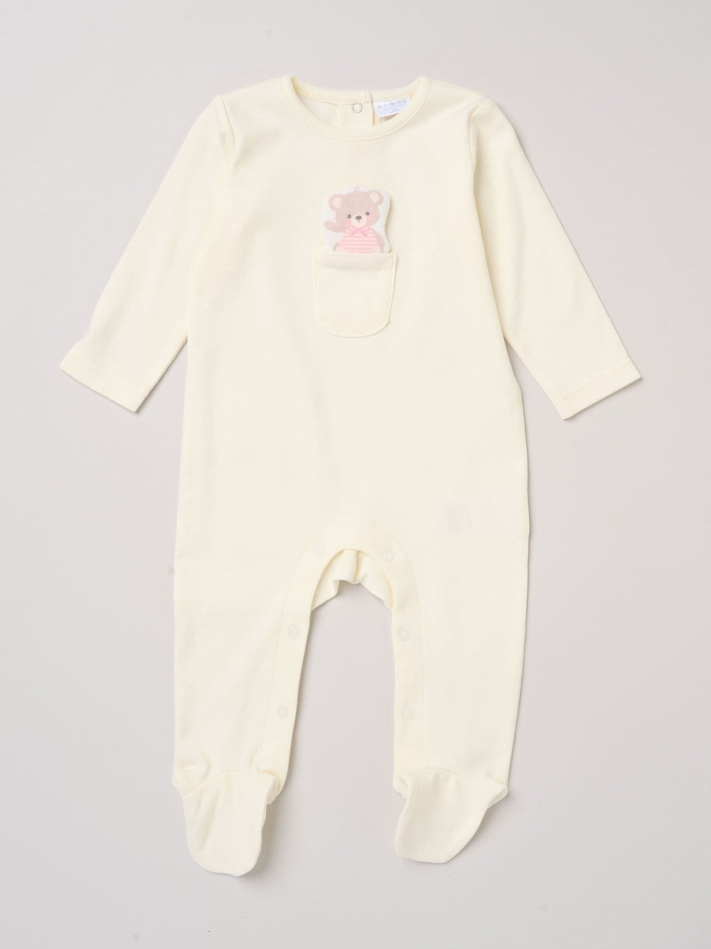 Rock-A-Bye Baby Boutique Yellow Sleepsuit With Appliqué Bear With Cloud Pocket image 2
