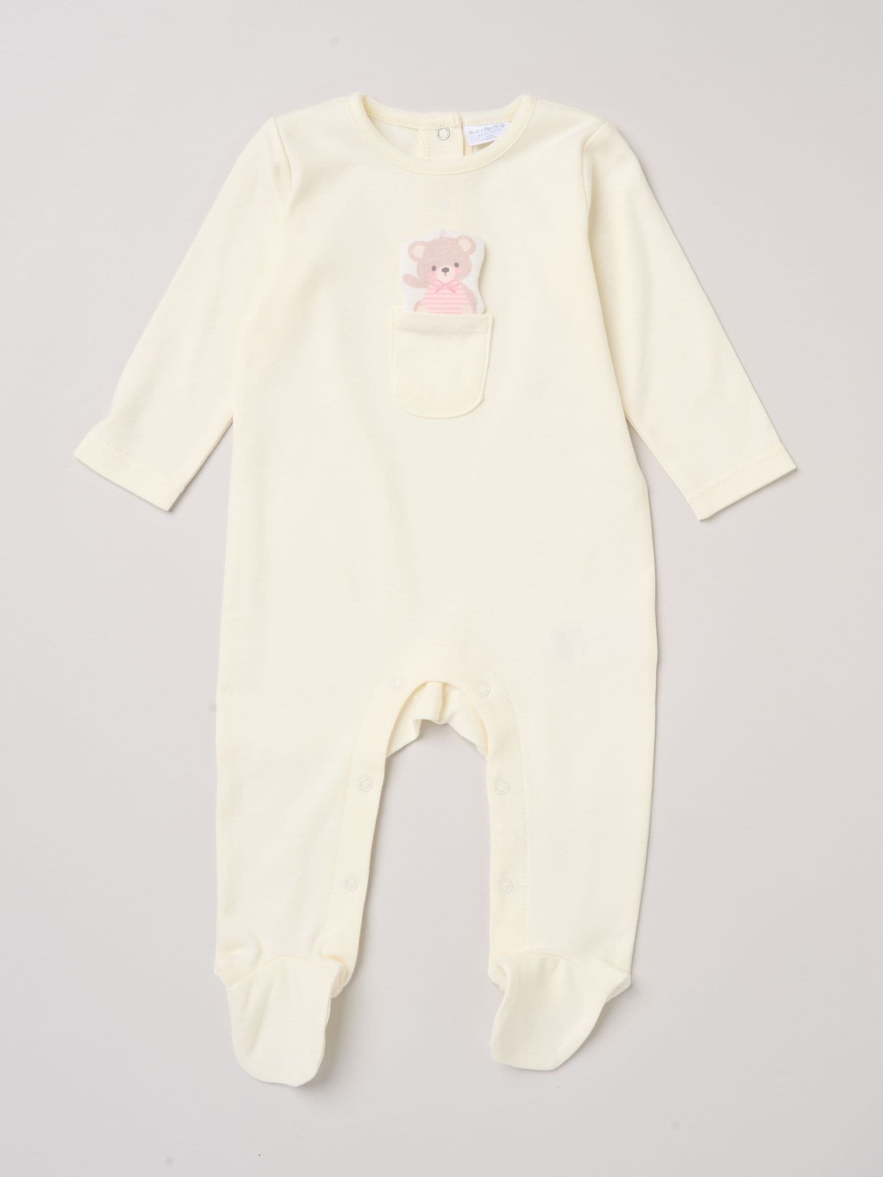 Rock-A-Bye Baby Boutique Yellow Sleepsuit With Appliqué Bear With Cloud Pocket image 2