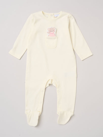 Rock-A-Bye Baby Boutique Yellow Sleepsuit With Appliqué Bear With Cloud Pocket image 2