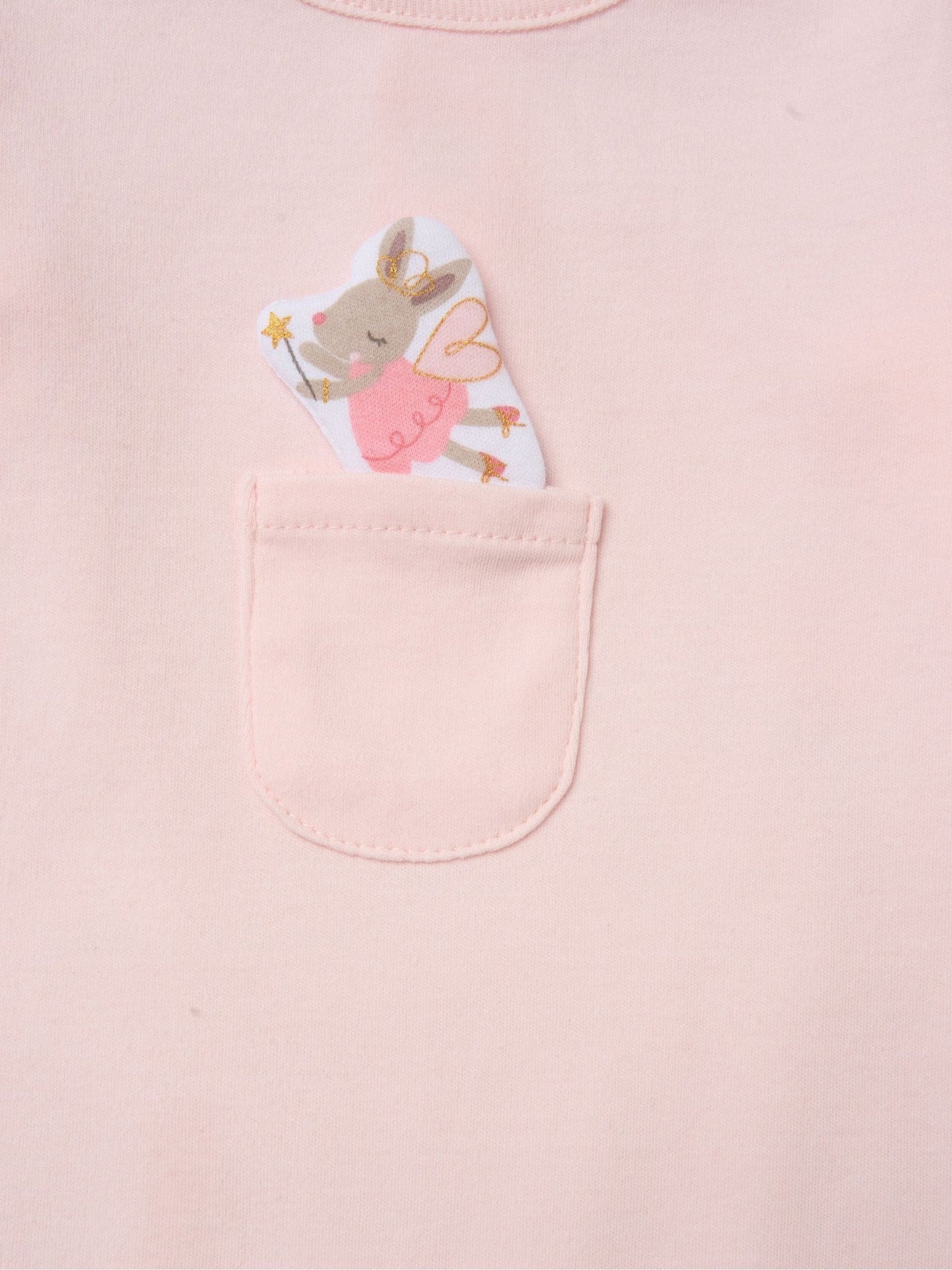 Rock-A-Bye Baby Boutique Pink Sleepsuit With Appliqué Bear With Cloud Pocket image 3