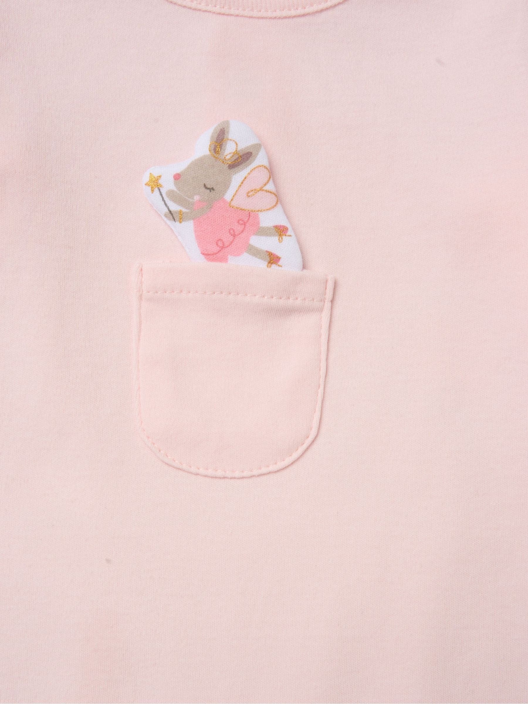 Rock-A-Bye Baby Boutique Pink Sleepsuit With Appliqué Bear With Cloud Pocket image 3