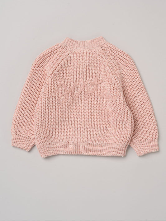 Dsiney Kidz - Rock-A-Bye Baby Boutique Pink Text Embroidered Knitted Cardigan image 1