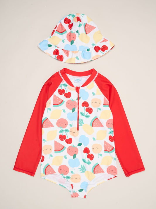 Miss Red Fruit Rash Suit With Hat image 1