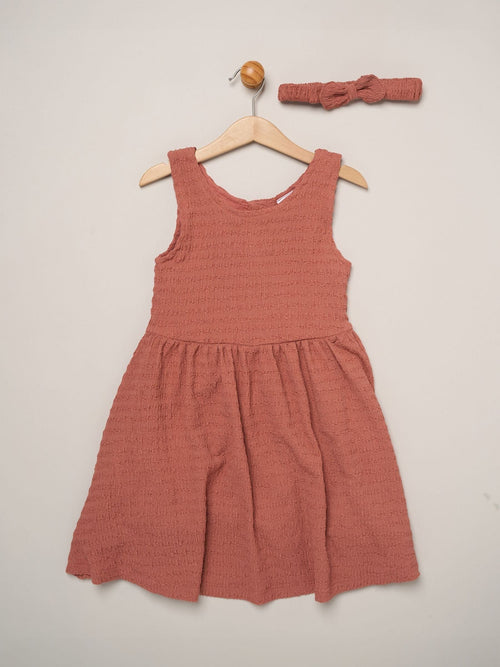Dsiney Kidz - Miss Red Textured Dress And Headband Outfit Set image 1