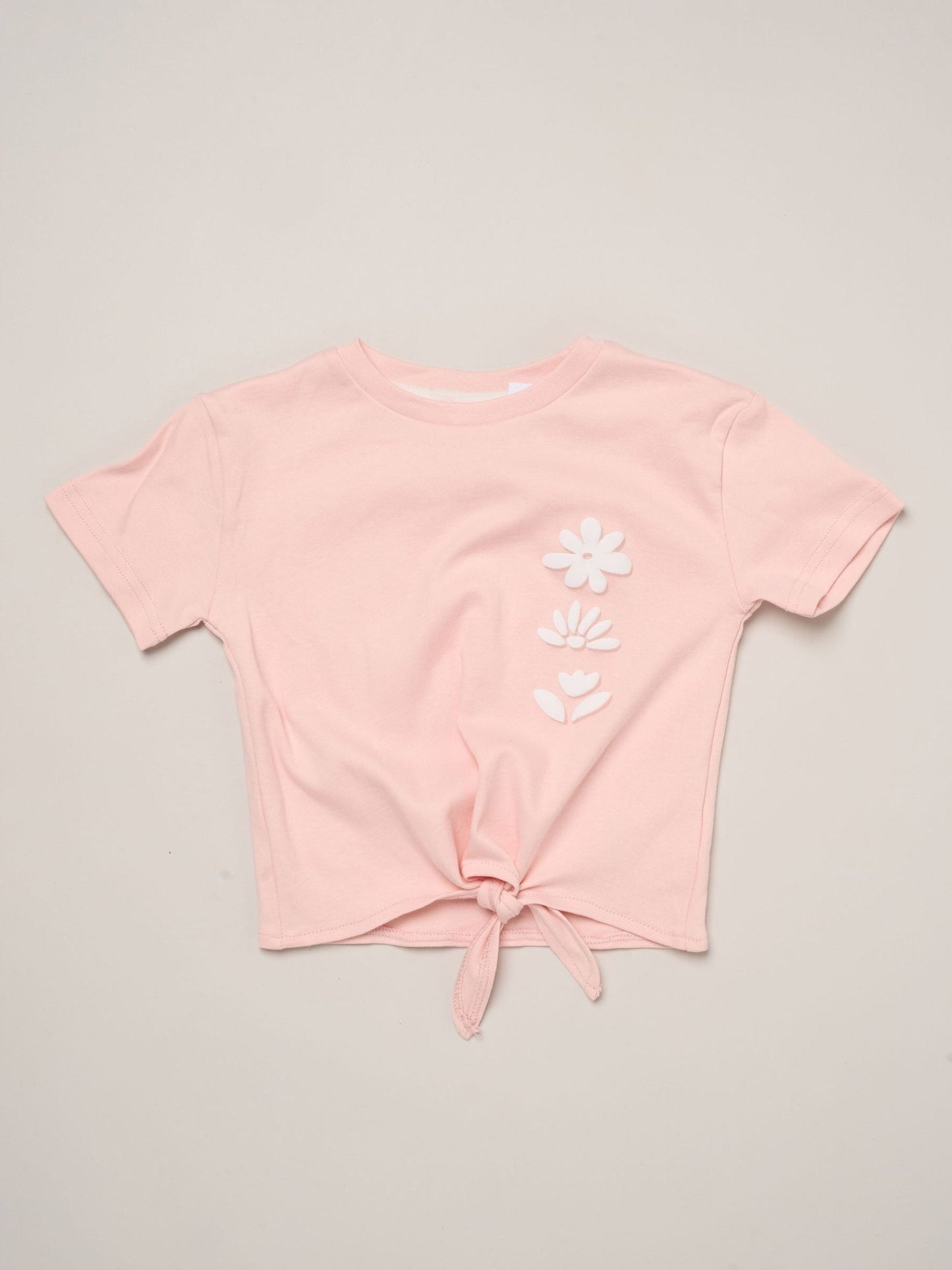 Miss Pink Flower Market Tie-Front Tee & Seersucker Stripe Trousers Set image 3