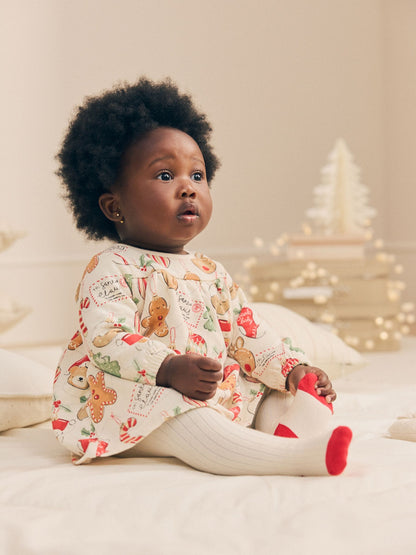 Neutral Christmas Character Baby Dress And Tights 2 Piece Set (0mths-2yrs) - image 1
