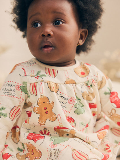 Neutral Christmas Character Baby Dress And Tights 2 Piece Set (0mths-2yrs) - image 2