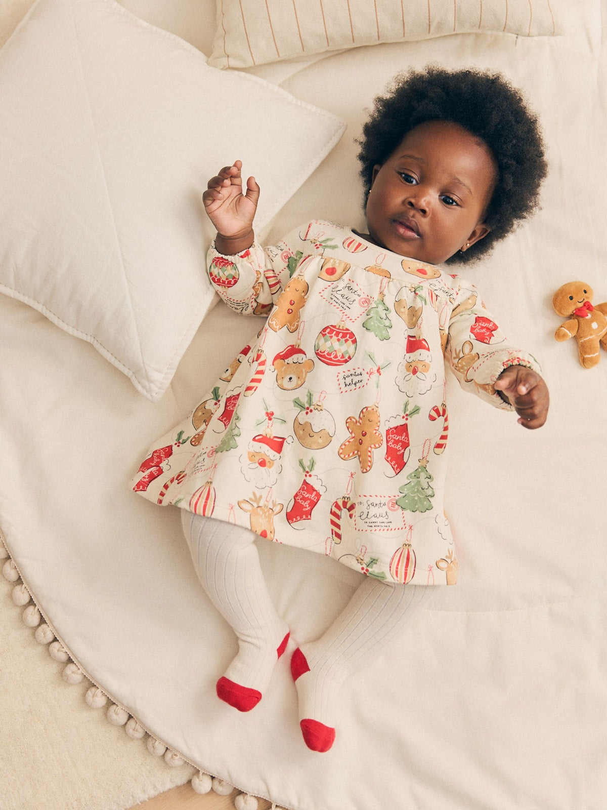 Neutral Christmas Character Baby Dress And Tights 2 Piece Set (0mths-2yrs) - image 3