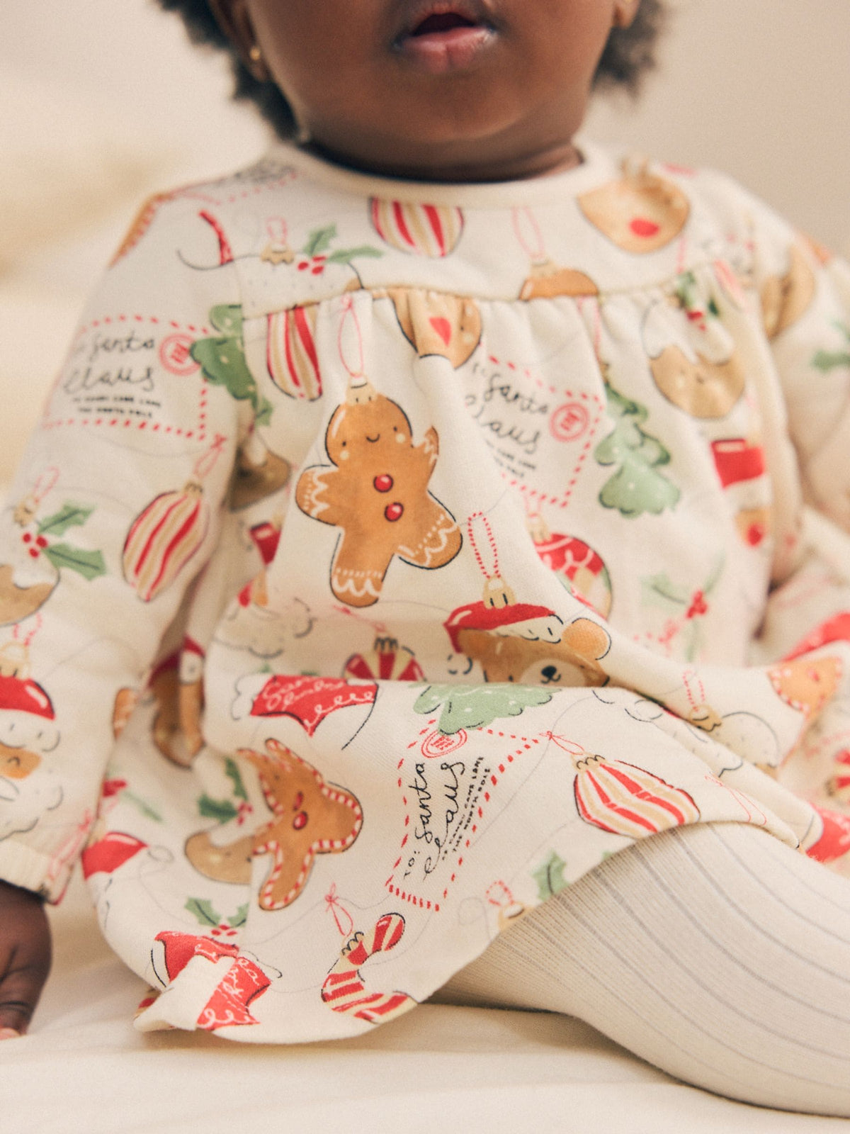 Neutral Christmas Character Baby Dress And Tights 2 Piece Set (0mths-2yrs) - image 4