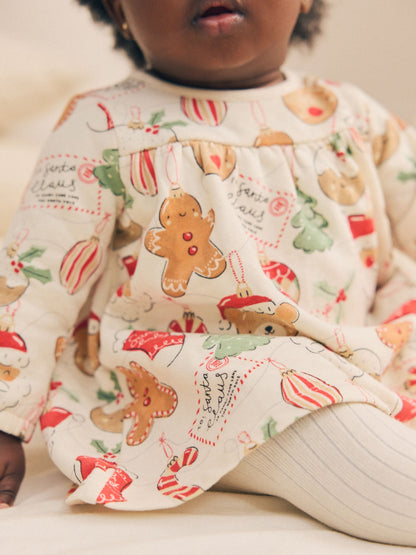 Neutral Christmas Character Baby Dress And Tights 2 Piece Set (0mths-2yrs) - image 4