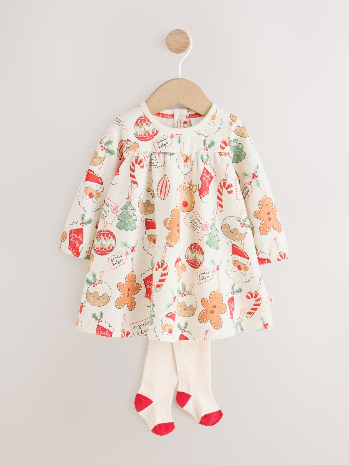 Neutral Christmas Character Baby Dress And Tights 2 Piece Set (0mths-2yrs) - image 7
