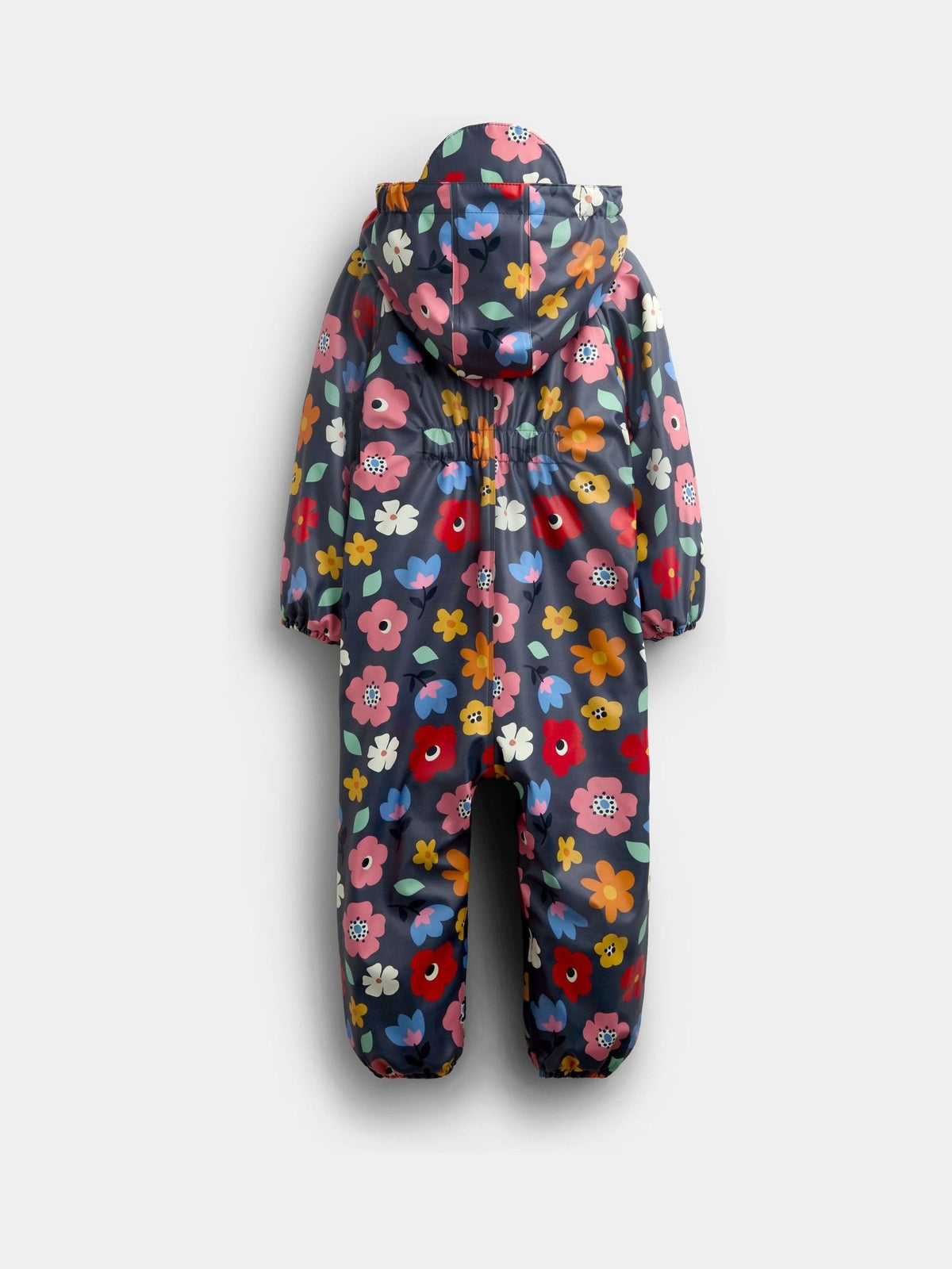 JoJo Maman Bébé Navy Floral Waterproof Fleece Lined All-In-One Puddlesuit - image 2