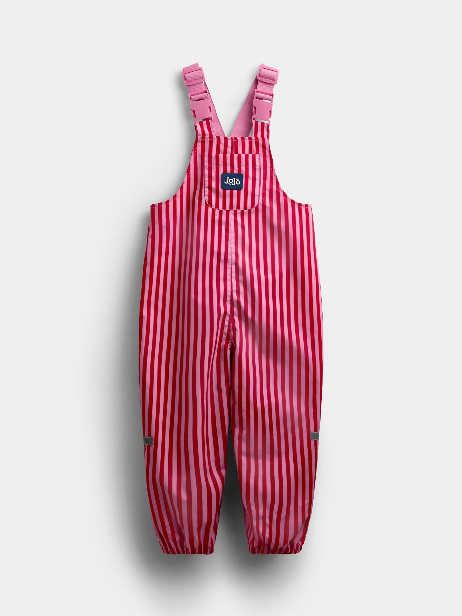 JoJo Maman Bébé Pink Stripe Waterproof Packaway Dungarees image 2