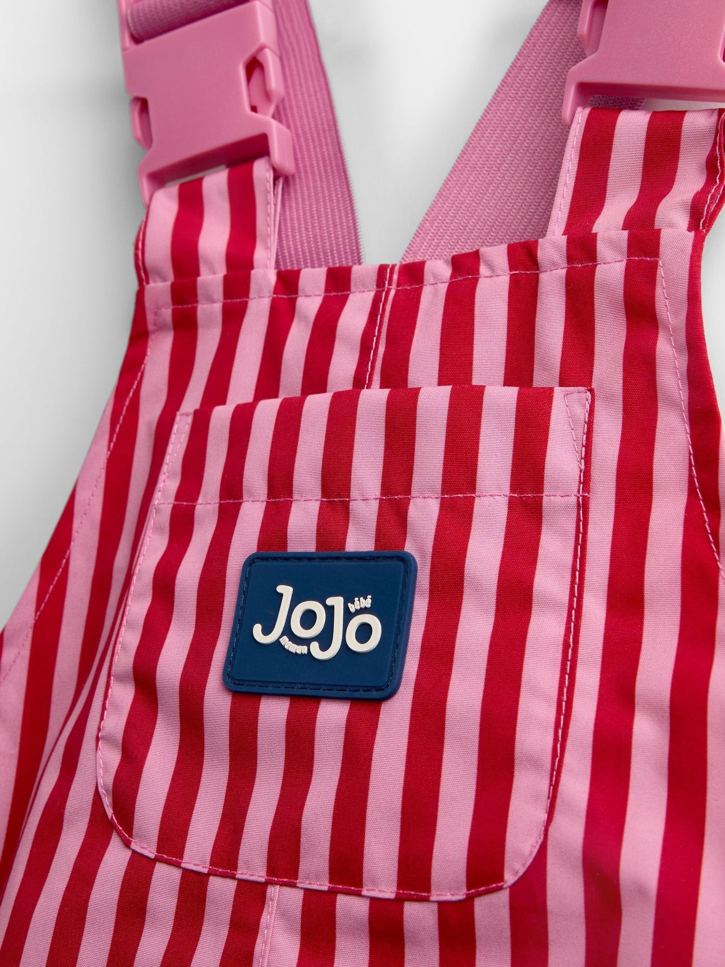 JoJo Maman Bébé Pink Stripe Waterproof Packaway Dungarees image 4