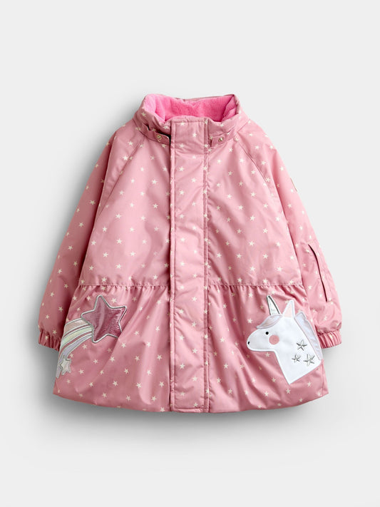 Dsiney Kidz - JoJo Maman Bébé Pink Unicorn Peplum Puffer Jacket image 2