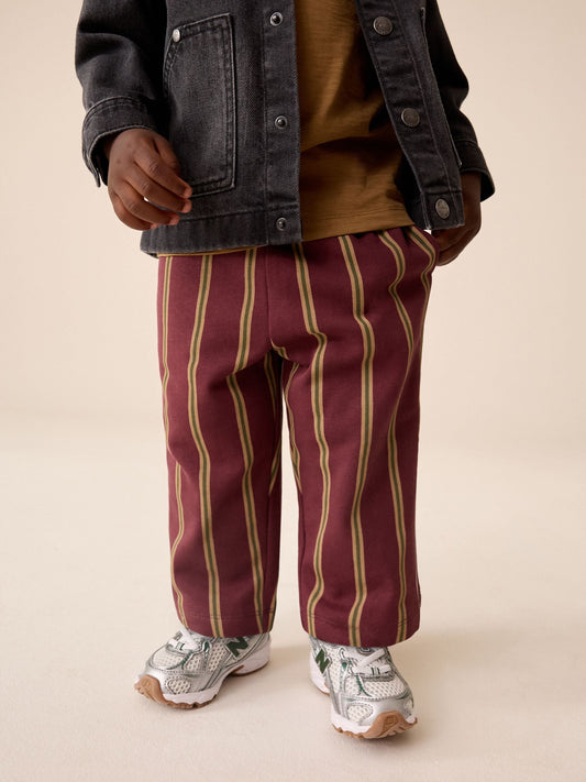 Burgundy/Ecru Stripe Single Wide Leg Jersey Joggers (3mths-7yrs) - image 1