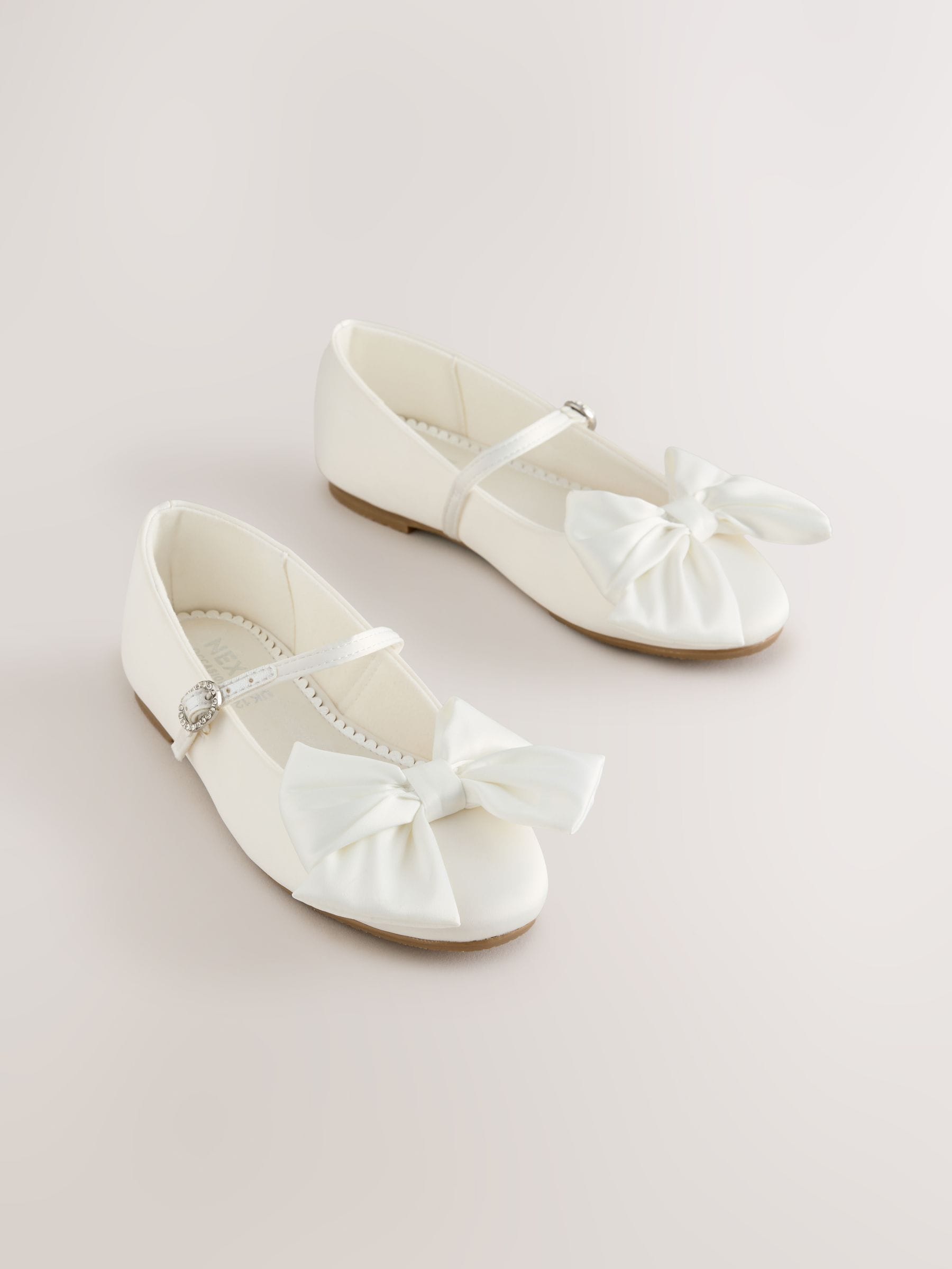 White Satin Occasion Bow Mary Jane Shoes image 1