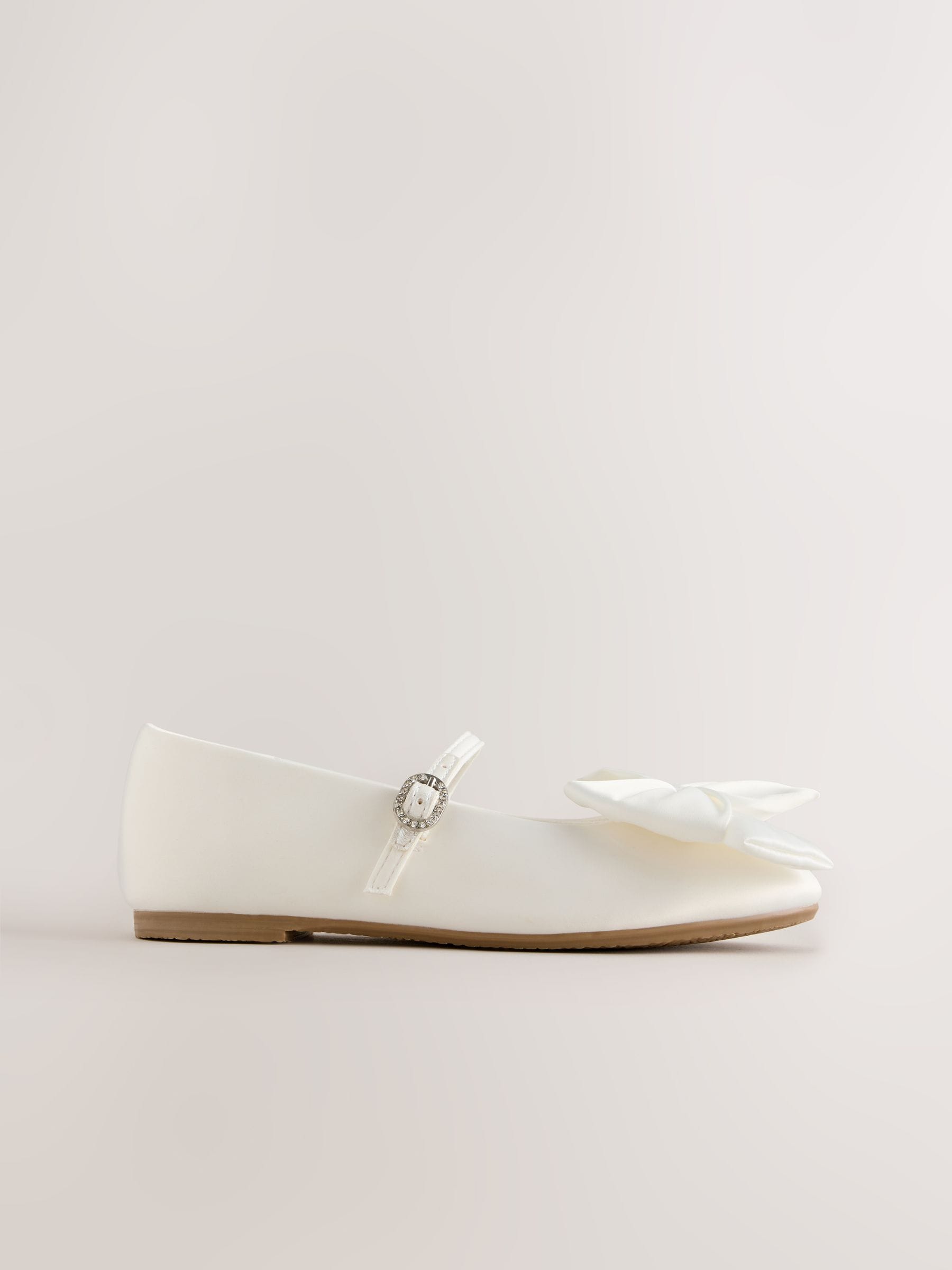 White Satin Occasion Bow Mary Jane Shoes image 3