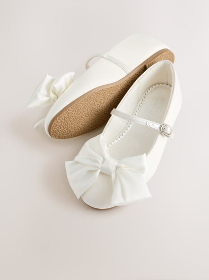 White Satin Occasion Bow Mary Jane Shoes image 6