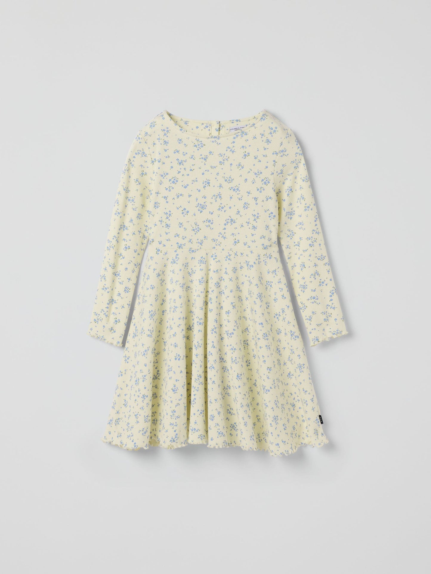 Polarn O. Pyret Yellow Ribbed Floral Dress image 2