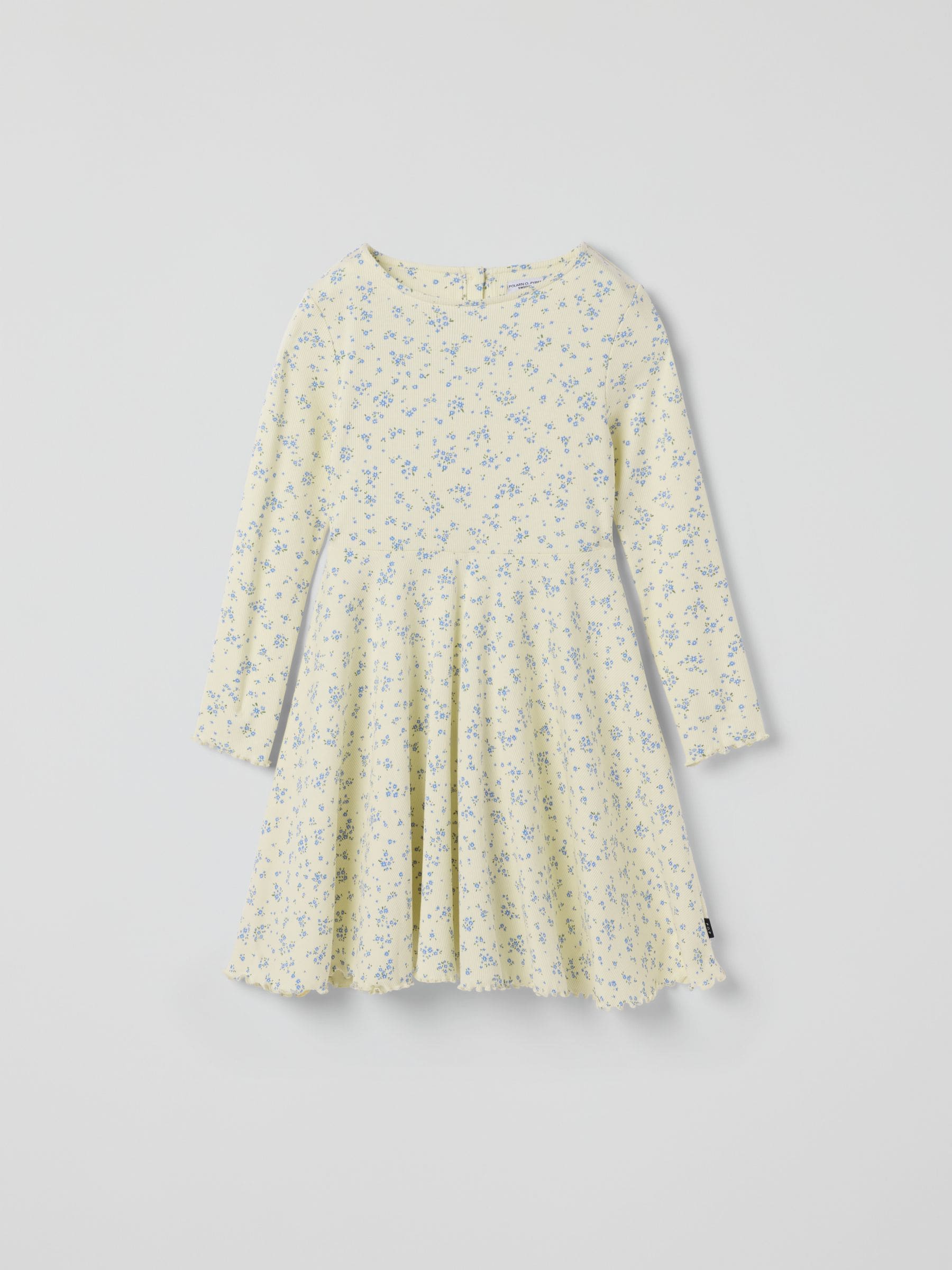 Polarn O. Pyret Yellow Ribbed Floral Dress image 2