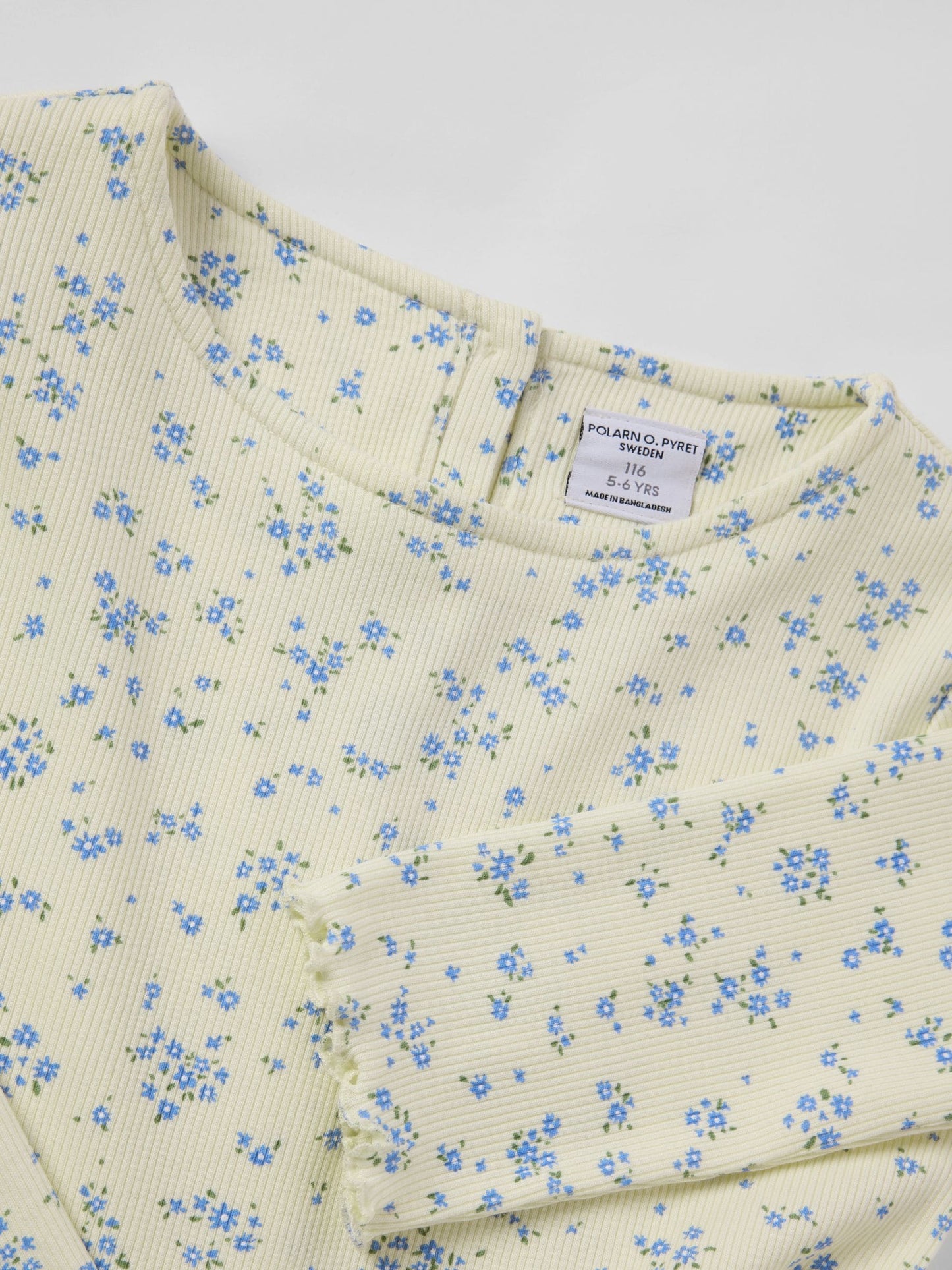 Polarn O. Pyret Yellow Ribbed Floral Dress image 3