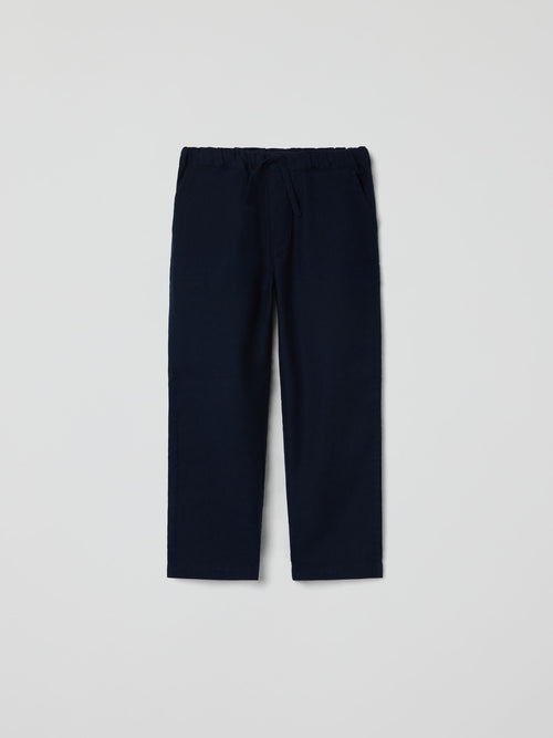Polarn O. Pyret Blue Smart Drawstring Trousers image 1