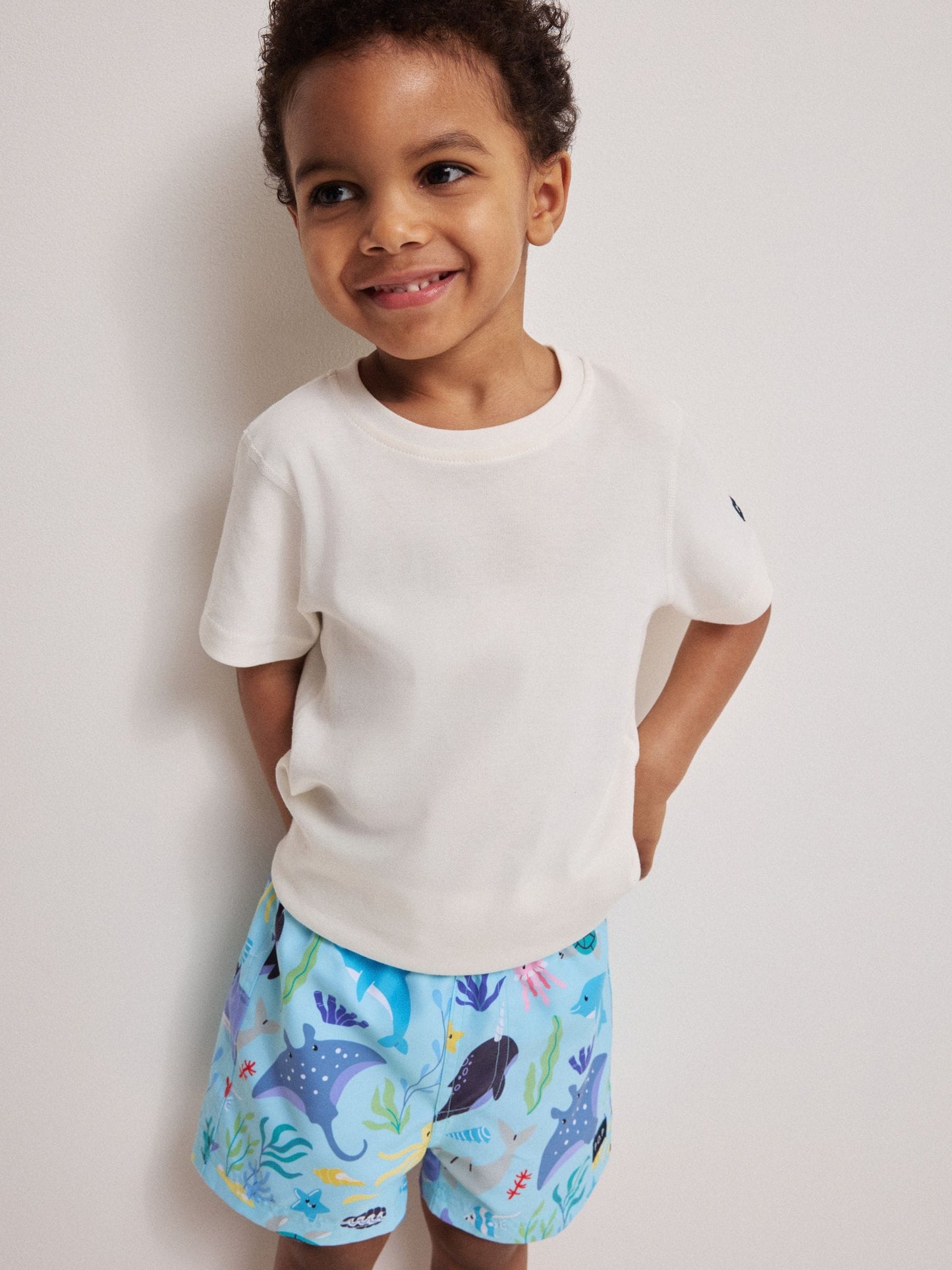 Polarn O. Pyret Sky Blue Striped Swim Shorts image 1