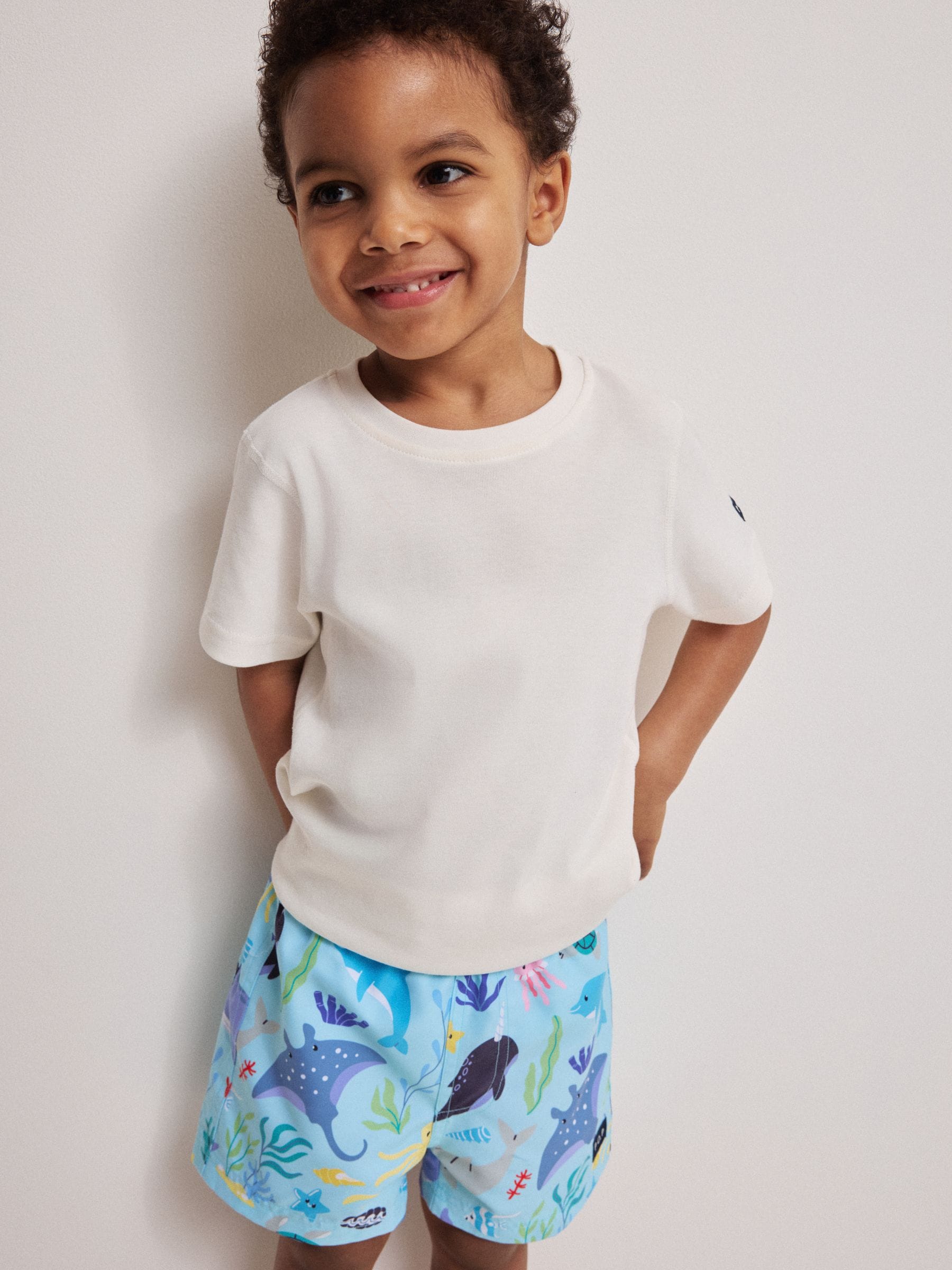Polarn O. Pyret Sky Blue Striped Swim Shorts image 1