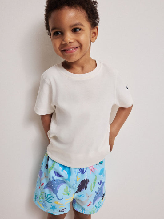 Polarn O. Pyret Sky Blue Striped Swim Shorts image 1