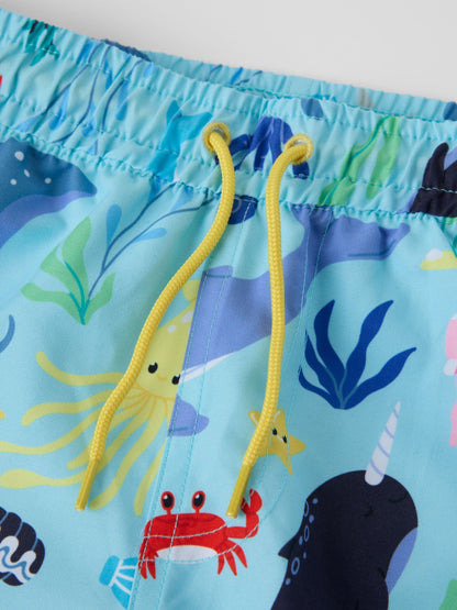 Polarn O. Pyret Sky Blue Striped Swim Shorts image 3