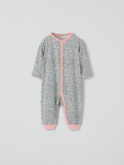 Polarn O. Pyret Pink Cotton Floral Sleepsuit image 2