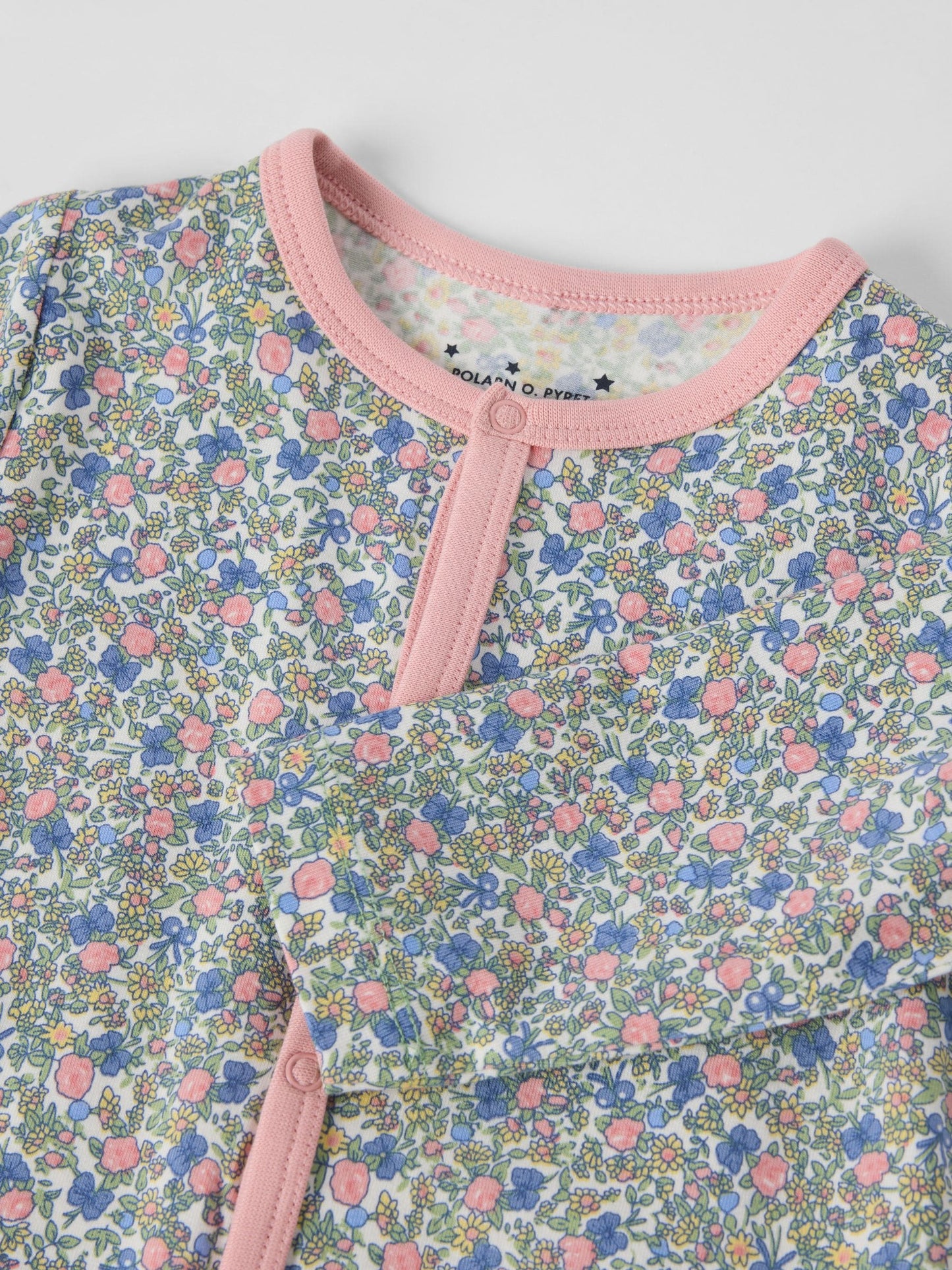 Polarn O. Pyret Pink Cotton Floral Sleepsuit image 4