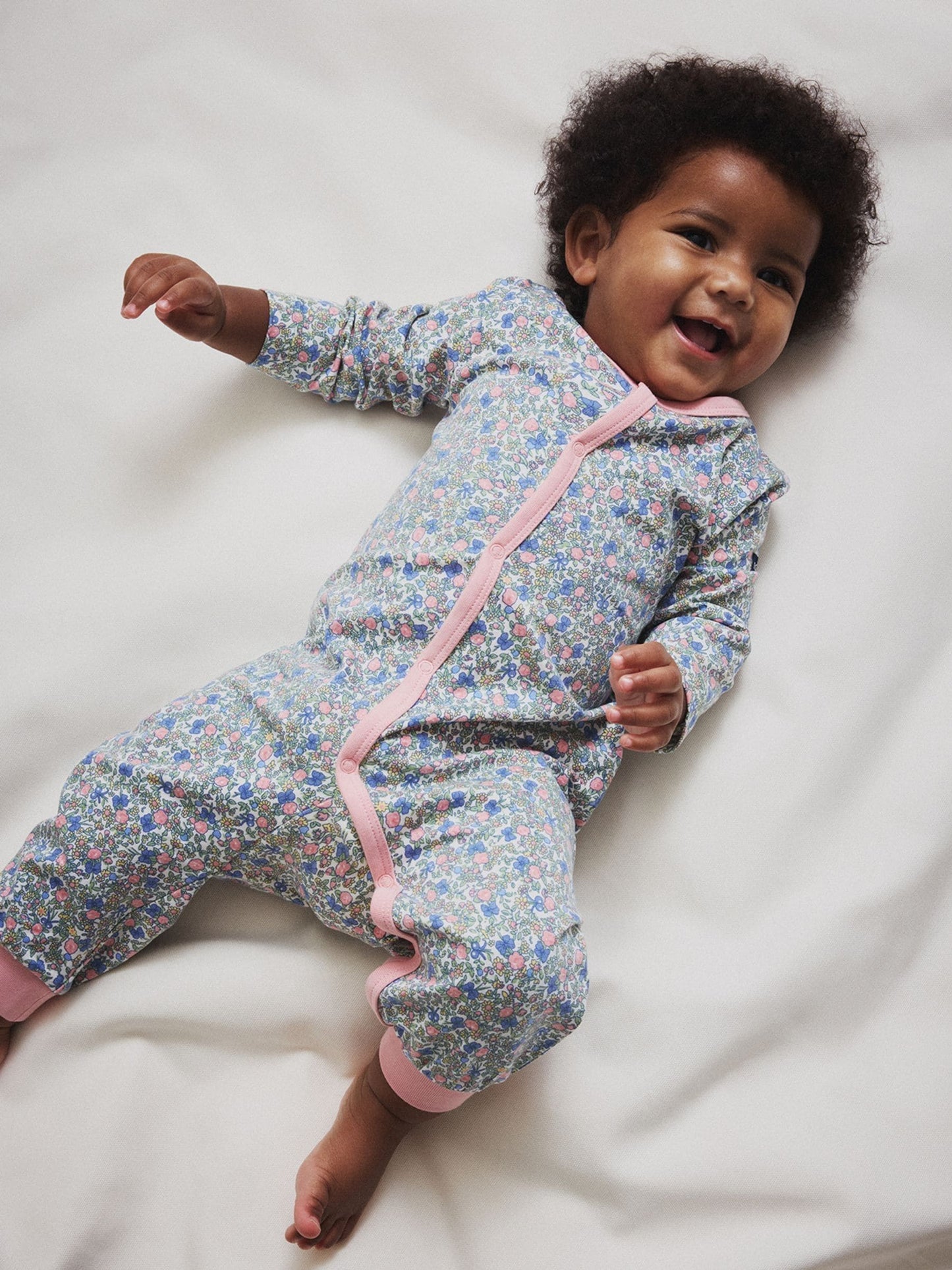 Polarn O. Pyret Pink Cotton Floral Sleepsuit image 1