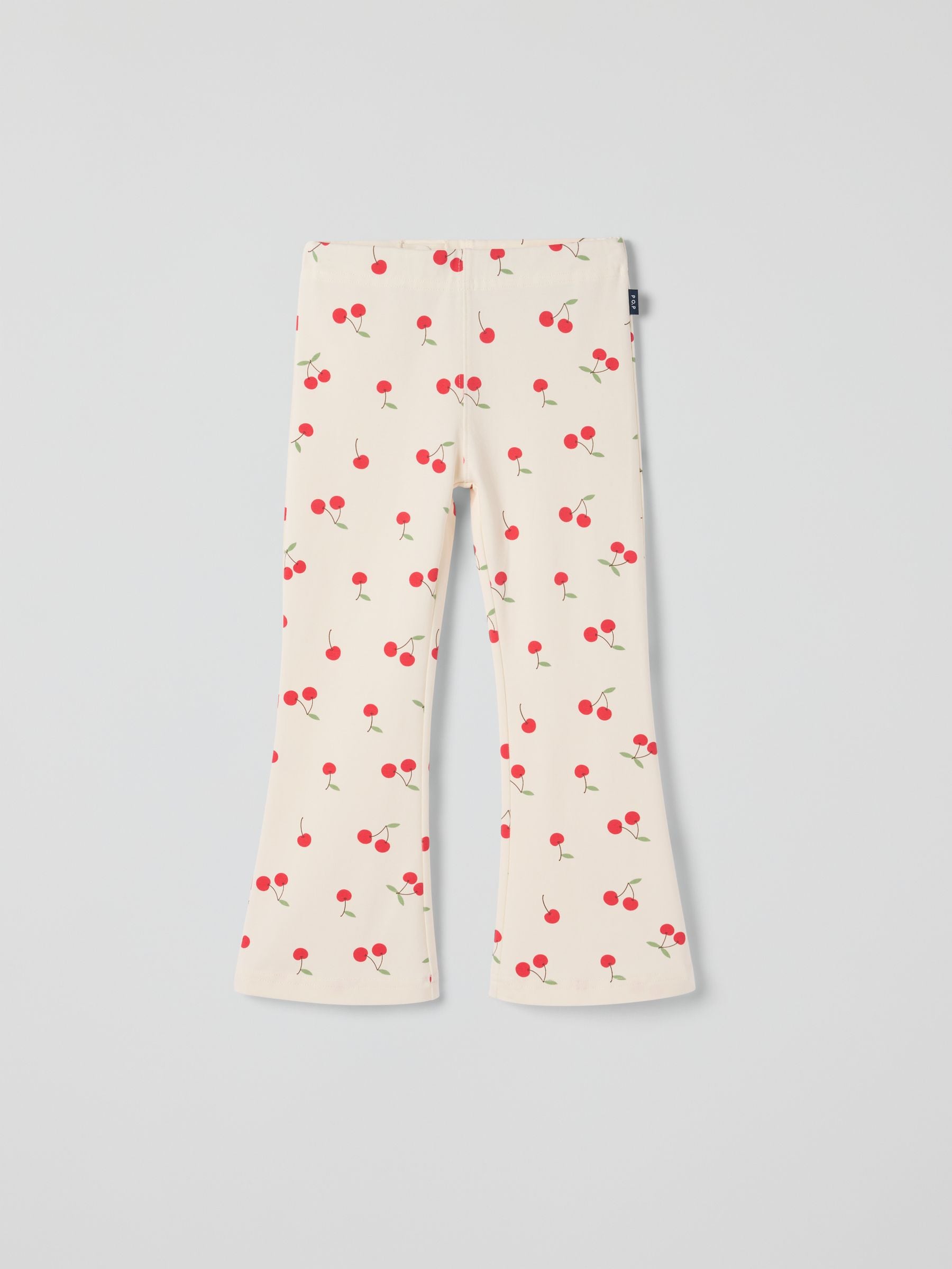 Polarn O. Pyret Cream Cherry Print Flares Trousers image 2