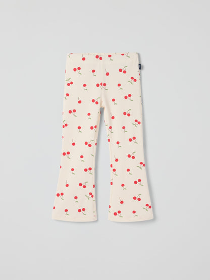 Polarn O. Pyret Cream Cherry Print Flares Trousers image 2