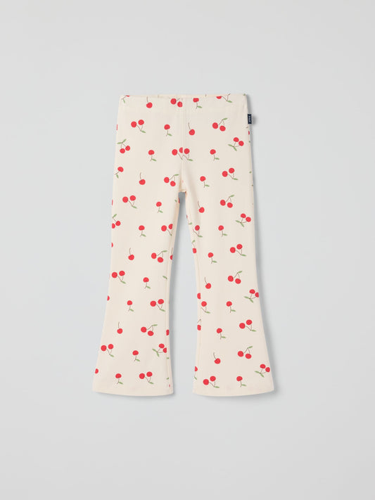 Polarn O. Pyret Cream Cherry Print Flares Trousers image 2