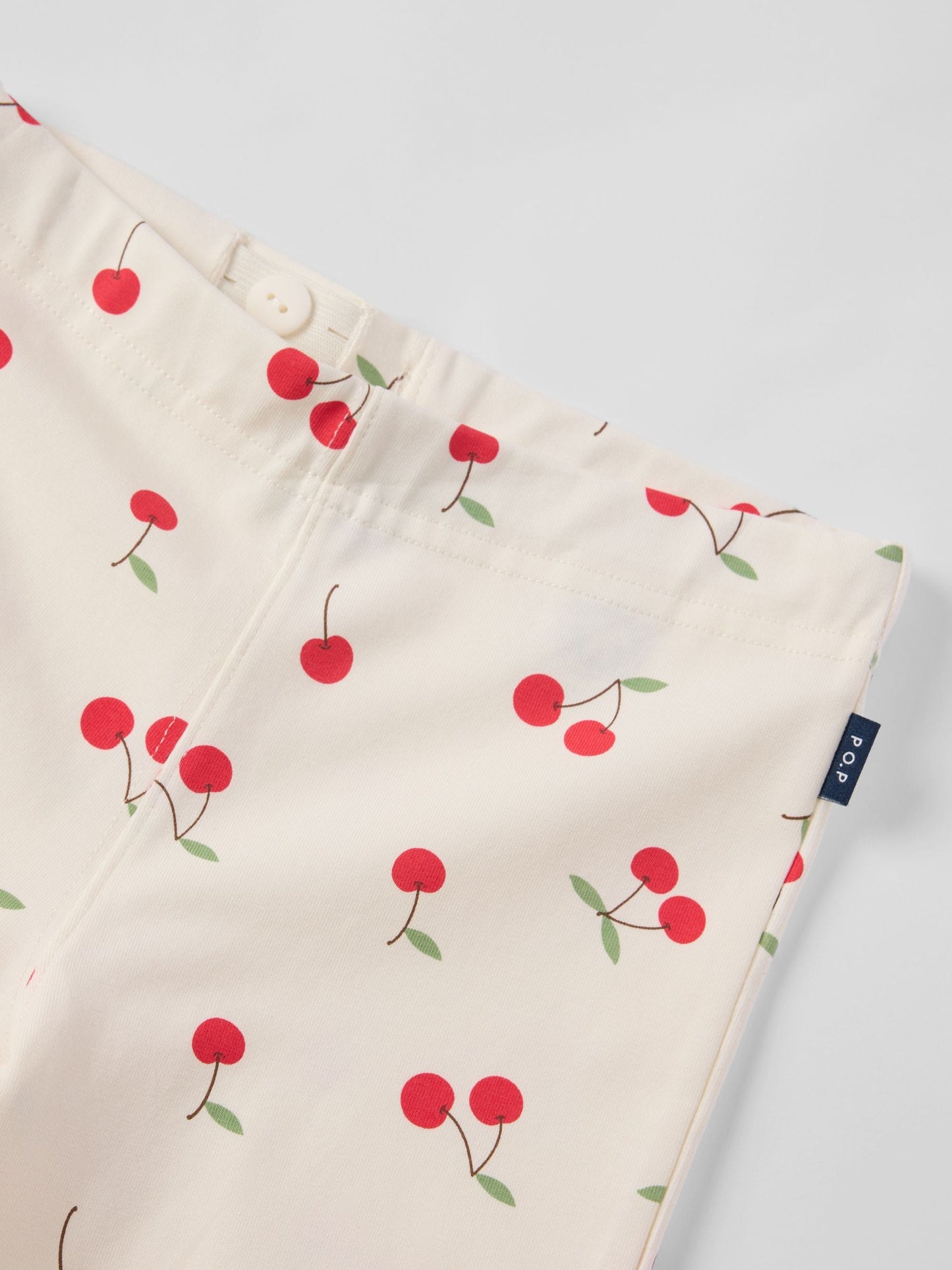 Polarn O. Pyret Cream Cherry Print Flares Trousers image 3