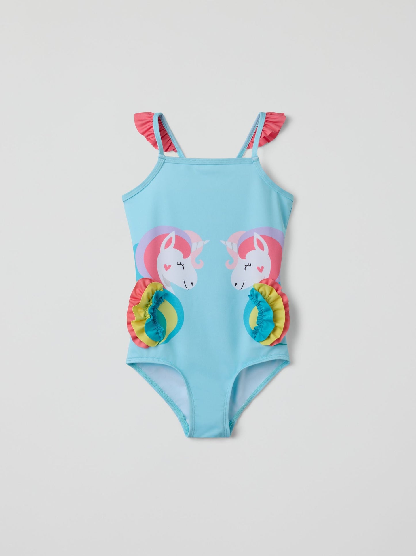 Polarn O. Pyret Blue Unicorn Print Frill Swimsuit image 1