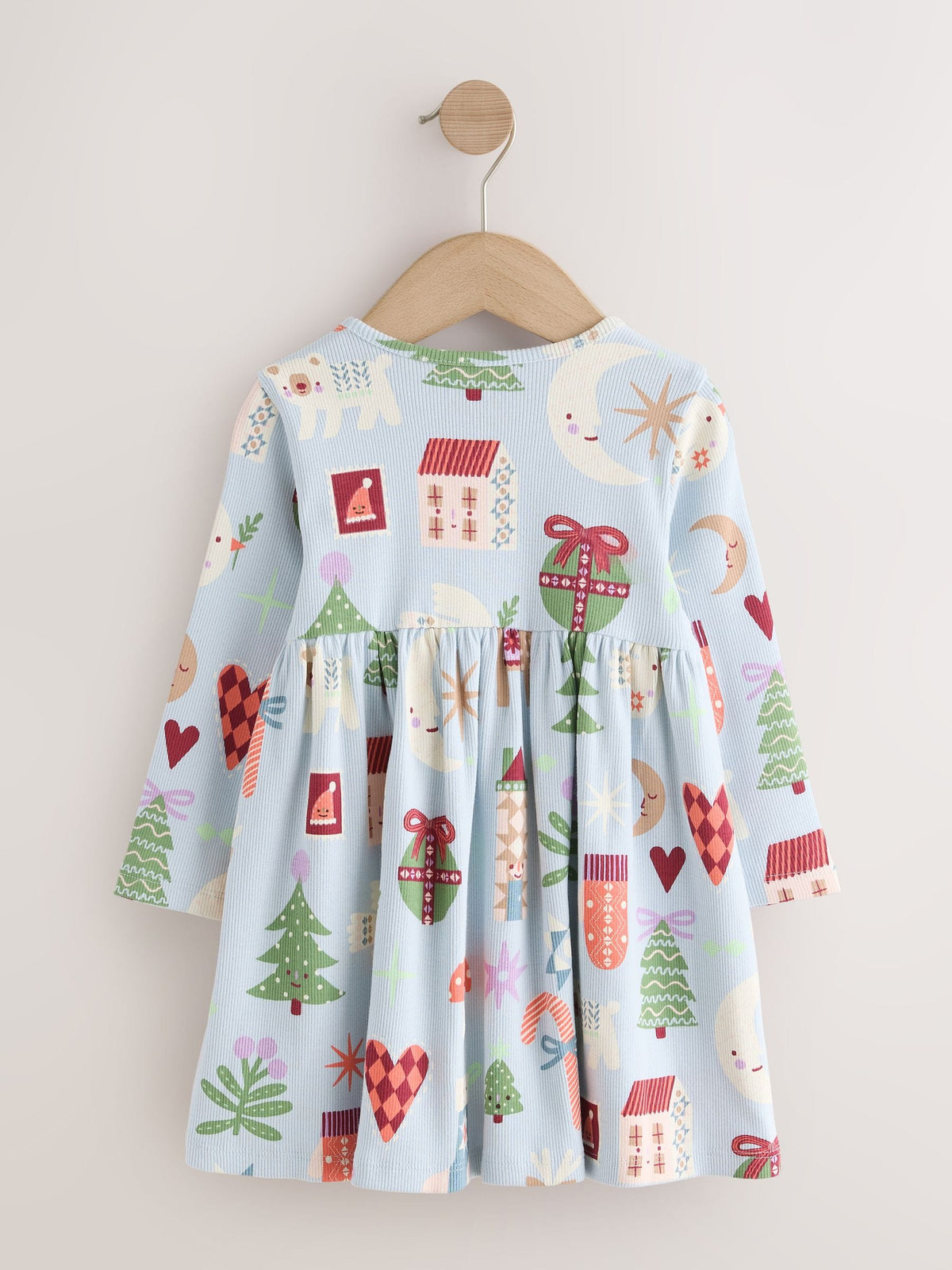 Dsiney Kidz - Blue Long Sleeve Christmas Ribbed Dress (3mths-7yrs) image 6