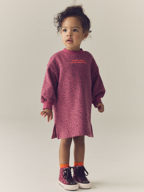 Dsiney Kidz - Pink Animal Print Long Sleeve Sweat Dress (3mths-7yrs) image 1